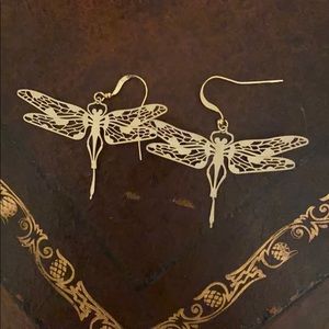 Gold Dragonfly Earrings